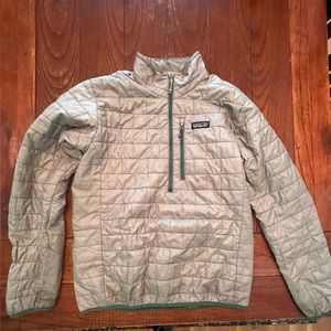 Patagonia men’s nano-puff half zipper teal jacket